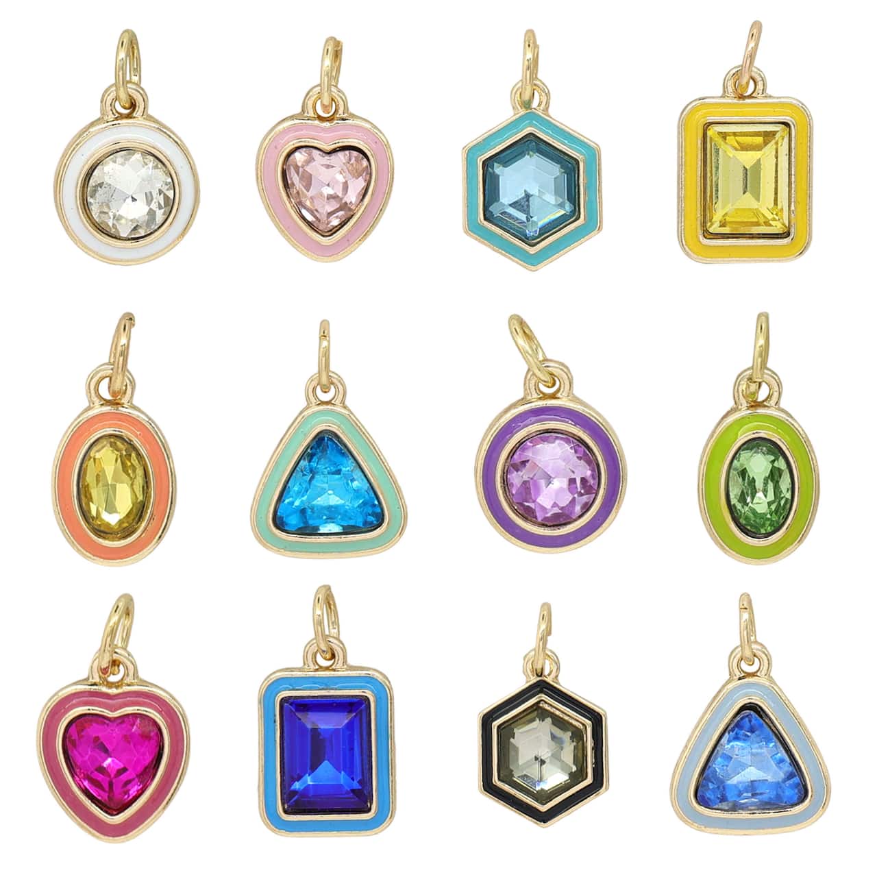 12 Pack: Enamel Gems Charm Set by Bead Landing™